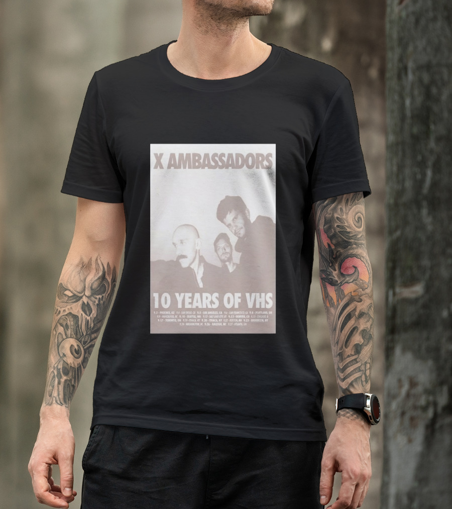 X Ambassadors 10 Years Of VHS Tour 2025 US Cities T-Shirt