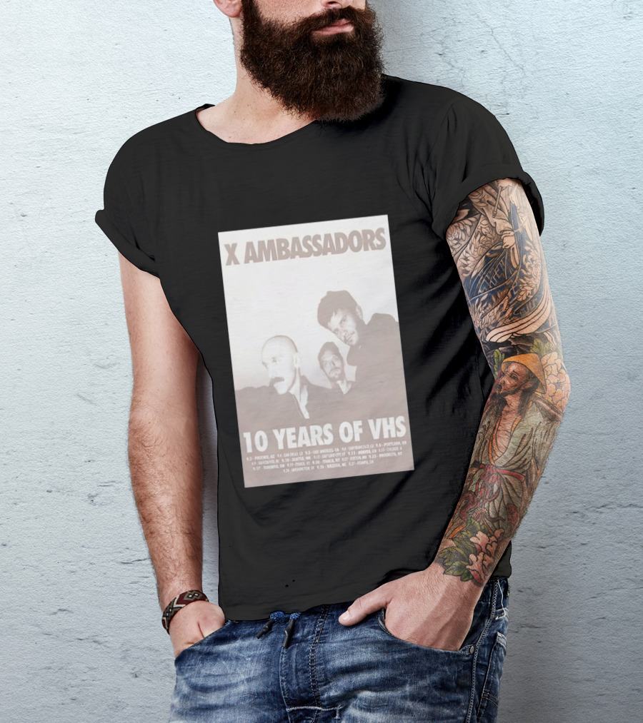 X Ambassadors 10 Years Of VHS Tour 2025 US Cities T-Shirt