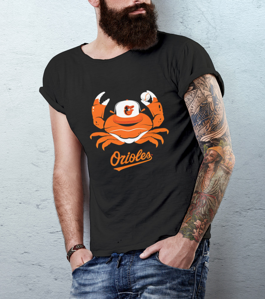 Baltimore Orioles Crab Mascot With Baseball Cap T-Shirt