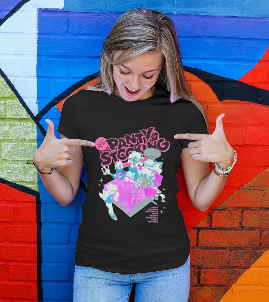 New Panty & Stocking With Garterbelt Anime Characters Colorful Car Scene T-Shirt