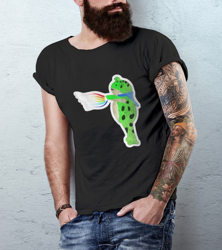 Portland Frog Holding Rainbow Flag LGBT Pride Anti Maga Protest T-Shirt