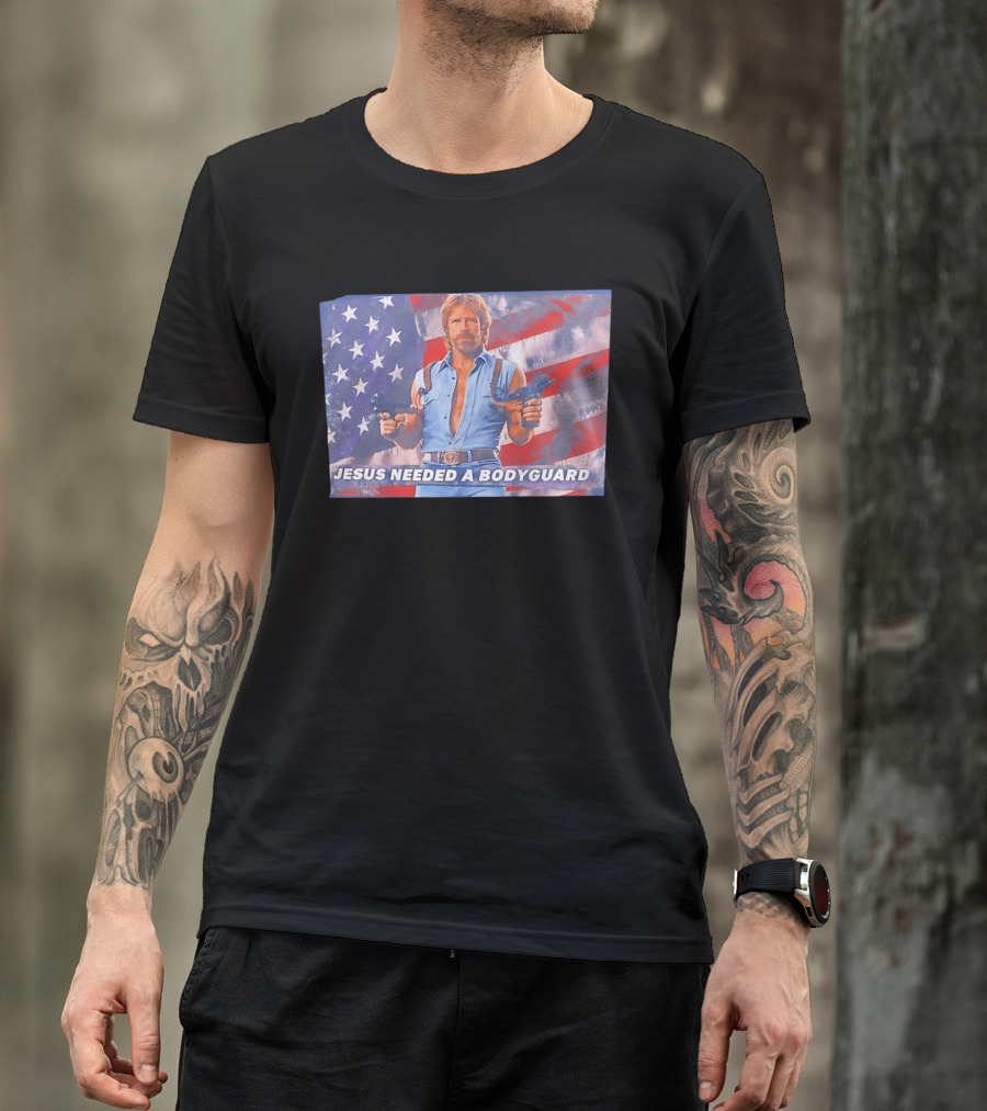 Jesus Needed A Bodyguard Chuck Norris USA Flag T-Shirt