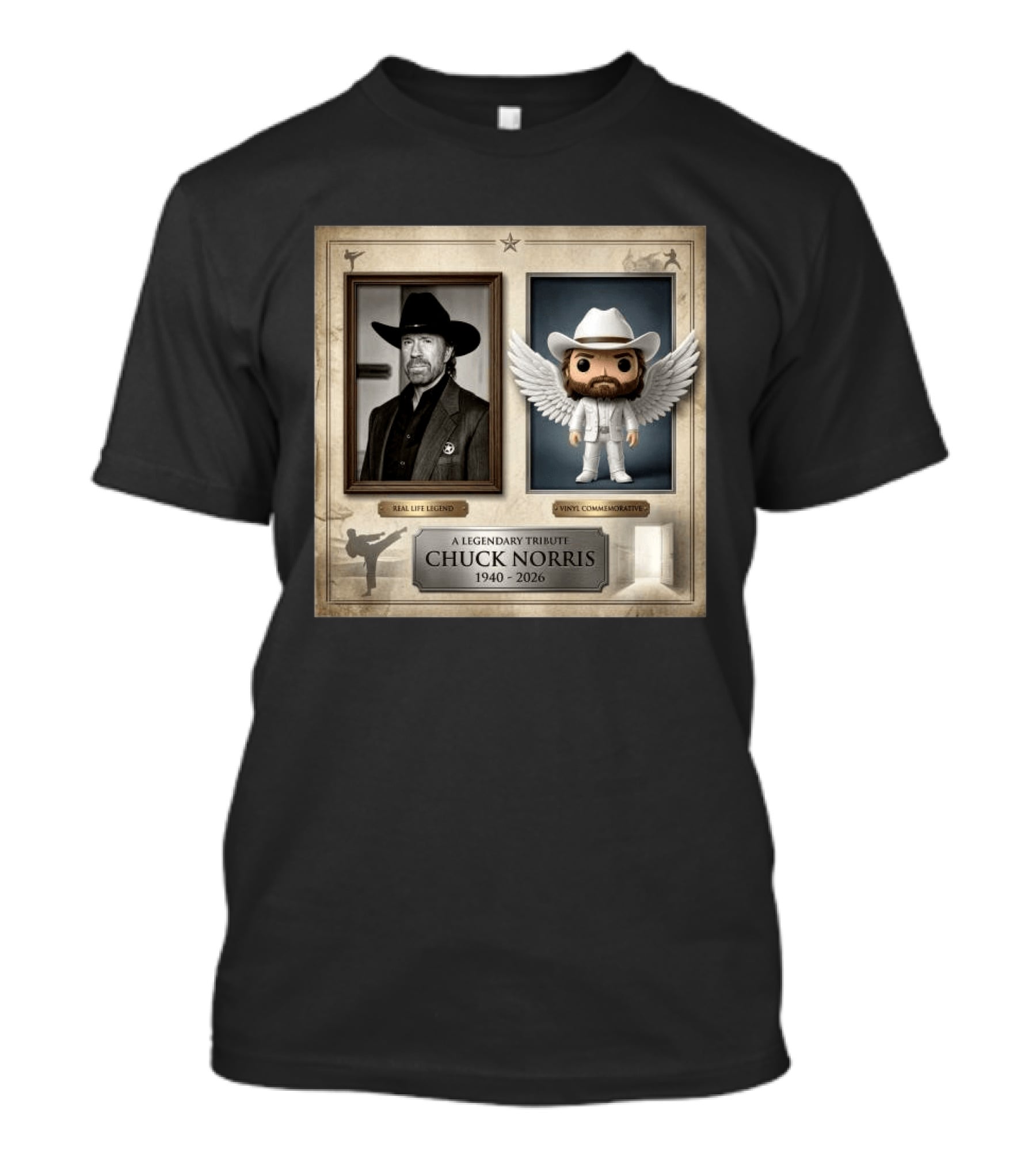 A Legendary Tribute Chuck Norris Real Life Legend Vinyl Commemorative 1940 2026 T-Shirt