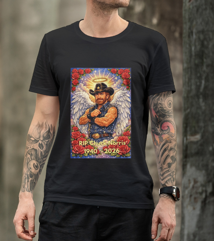 RIP Chuck Norris Angelic Cowboy Tribute 1940 2026 T-Shirt