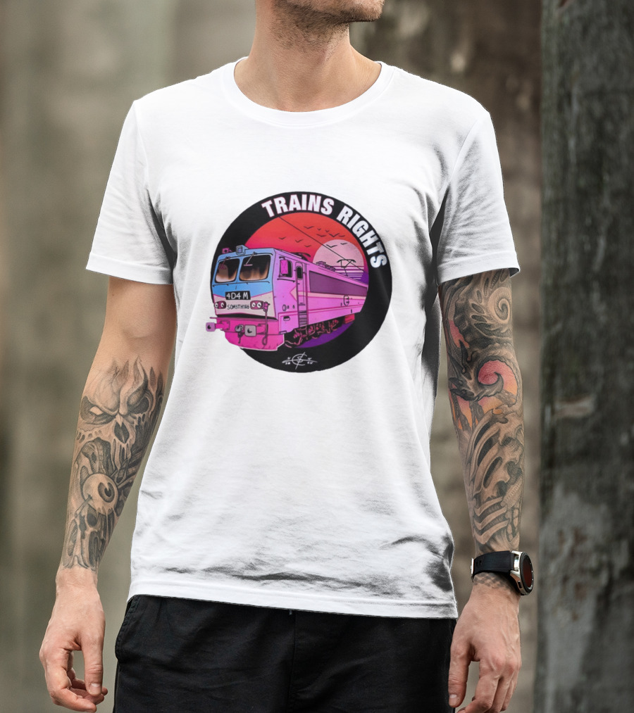 4D4M Something Trains Rights Sunset Train T-Shirt