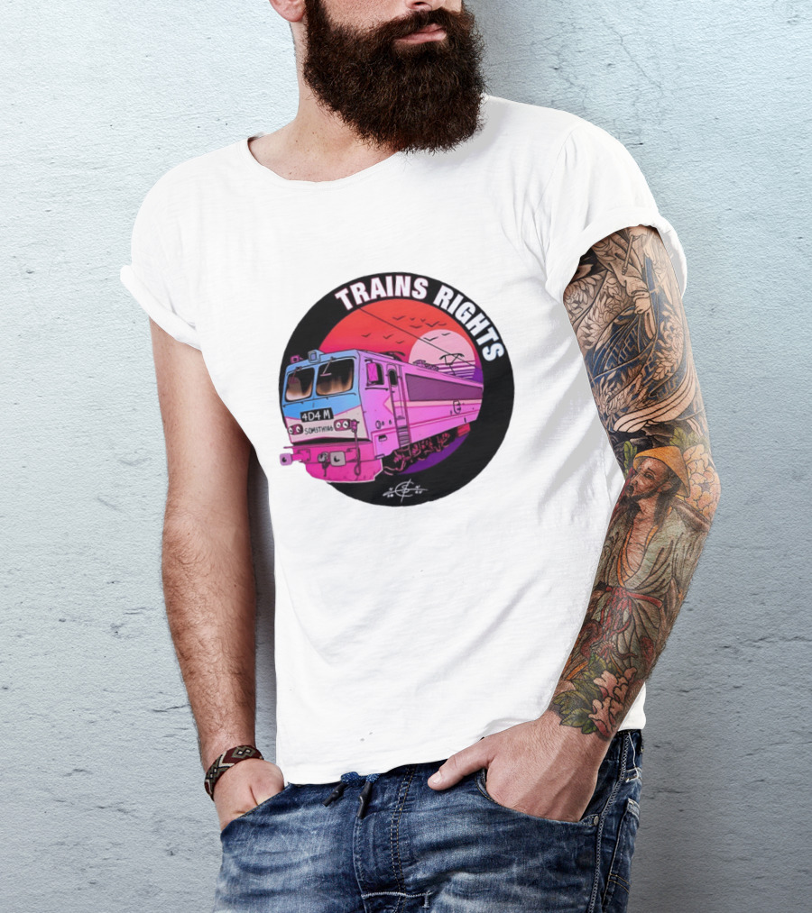 4D4M Something Trains Rights Sunset Train T-Shirt