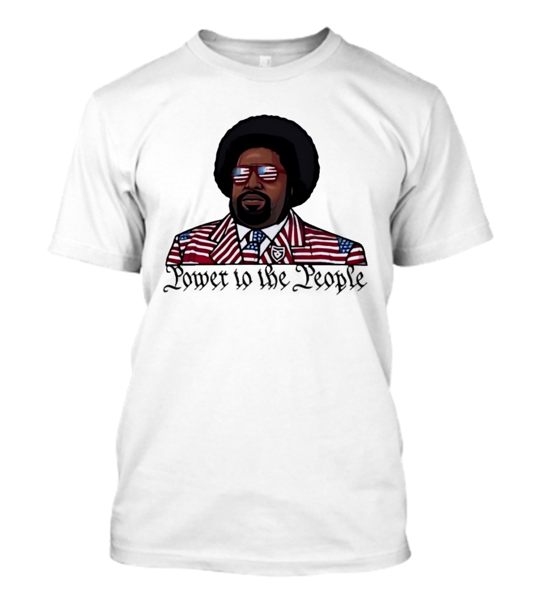Afro Man American Flag Suit Power To The People T-Shirt