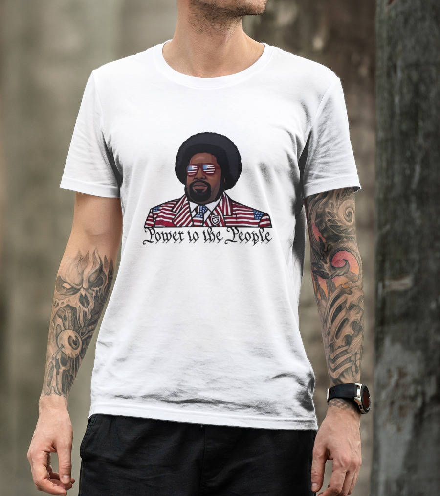 Afro Man American Flag Suit Power To The People T-Shirt