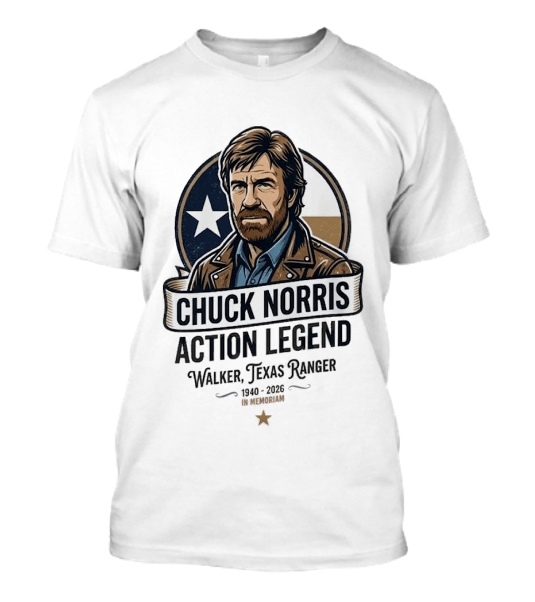 Chuck Norris Action Legend Walker Texas Ranger 1940 2026 In Memoriam Star T-Shirt