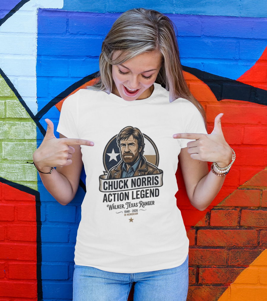 Chuck Norris Action Legend Walker Texas Ranger 1940 2026 In Memoriam Star T-Shirt