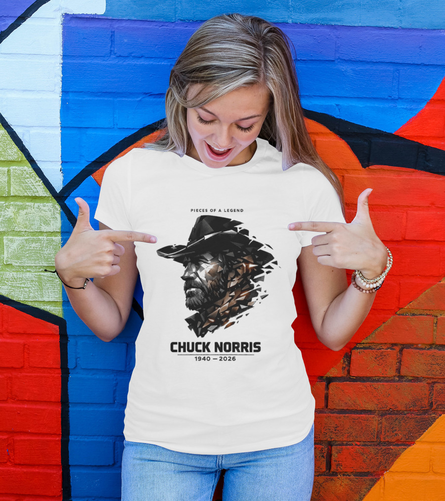 Chuck Norris Pieces Of A Legend 1940 2026 Cowboy Hat Triangular Fragmentation T-Shirt