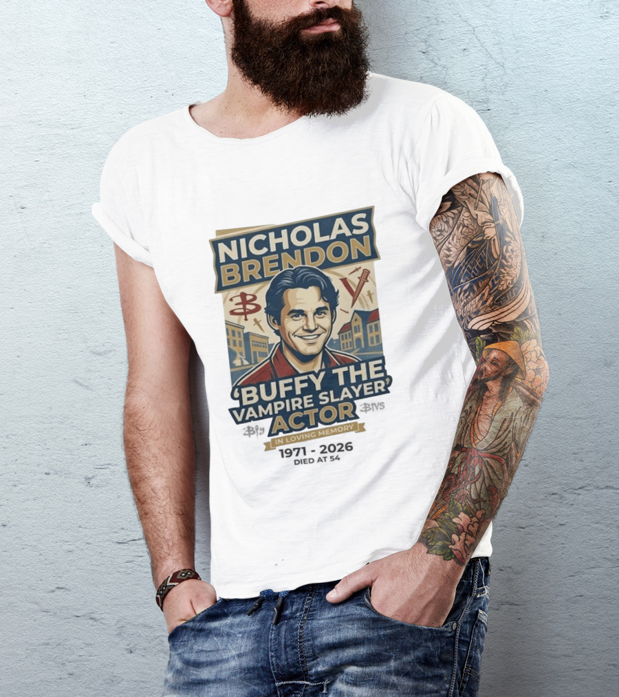 Nicholas Brendon Buffy The Vampire Slayer Actor In Loving Memory 1971 2023 T-Shirt