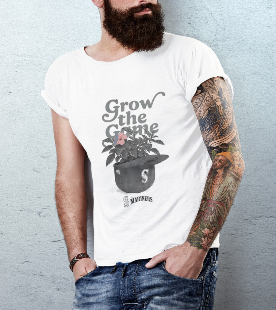 Seattle Mariners Grow The Game Hat With Flower Planting Visual T-Shirt