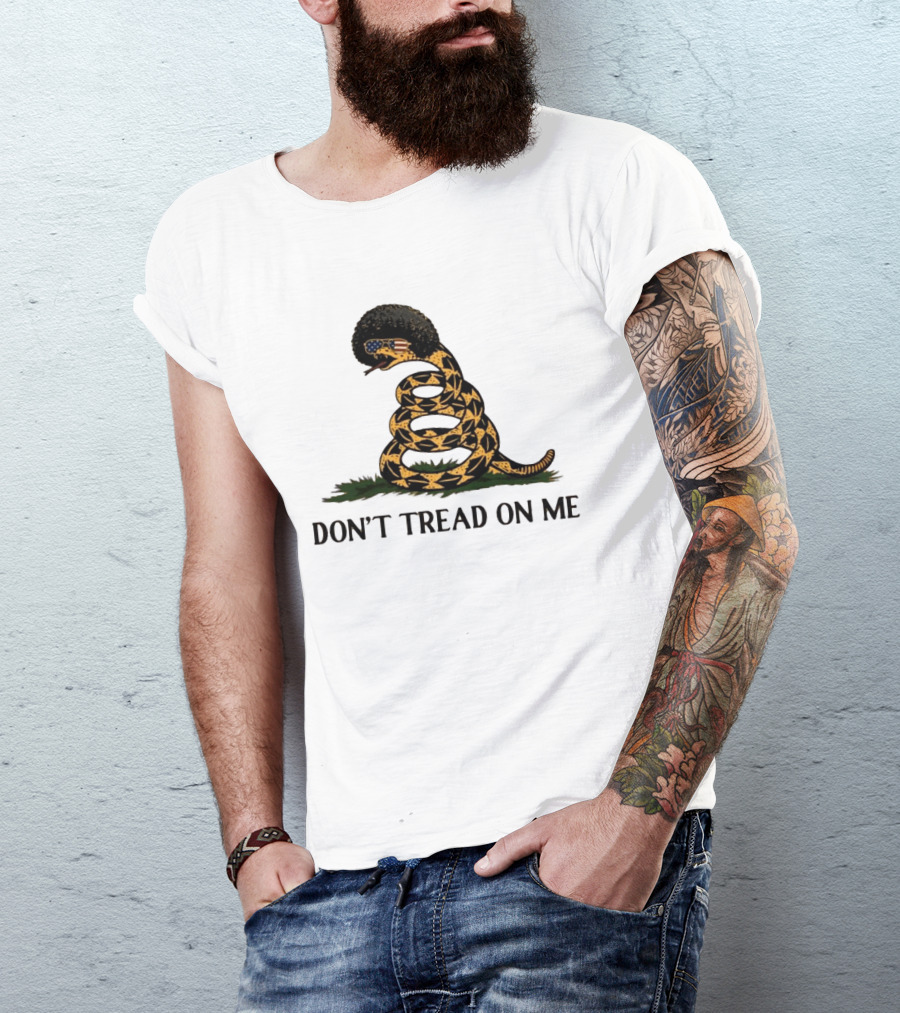 Don't Tread On Me American Flag Afro Snake T-Shirt