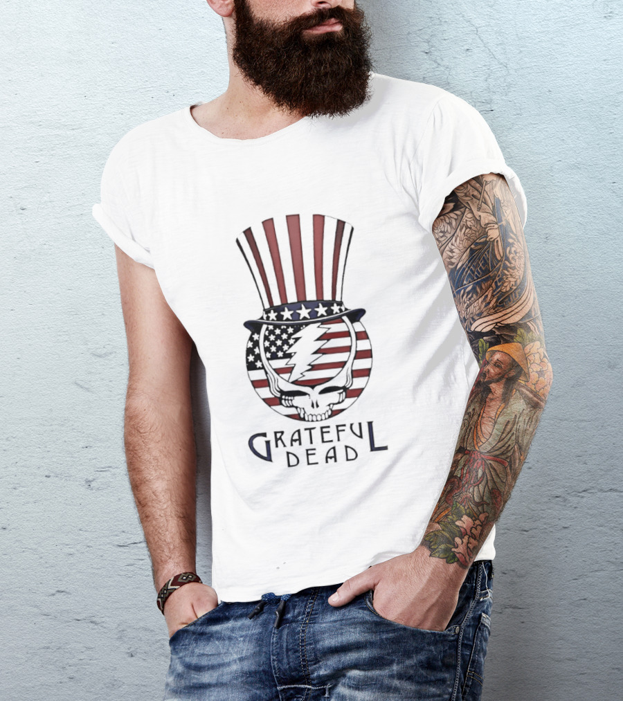Grateful Dead USA Skull Uncle Sam Stars Stripes Flag 250th Anniversary T-Shirt