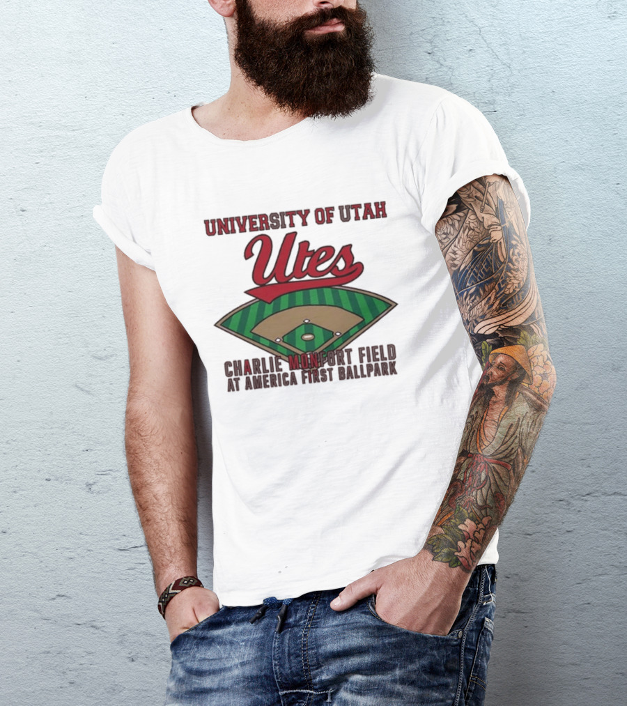 University Of Utah Utes Charlie Monfort Field Baseball America First Ballpark T-Shirt