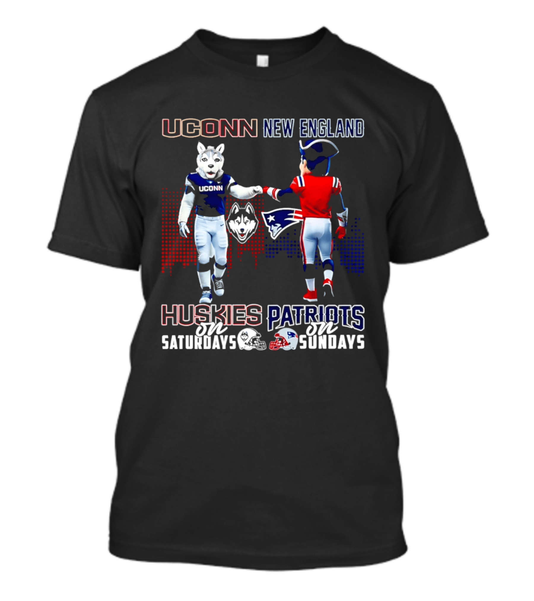 UConn Huskies On Saturdays New England Patriots On Sundays Skyline T-Shirt