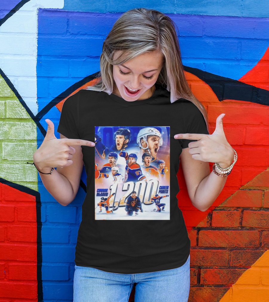 Connor McDavid 1200 Career Points NHL Record T-Shirt