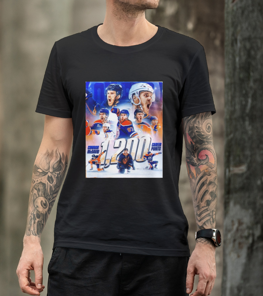 Connor McDavid 1200 Career Points NHL Record T-Shirt