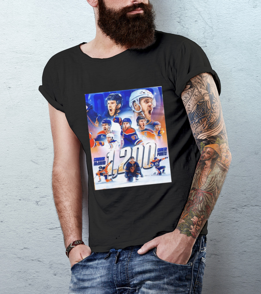 Connor McDavid 1200 Career Points NHL Record T-Shirt