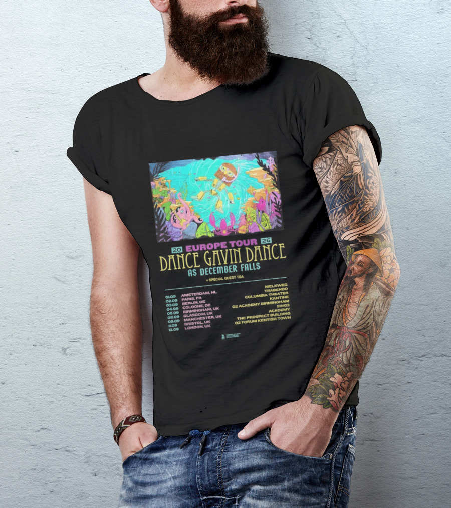 Dance Gavin Dance As December Falls 2026 UK EU Tour Schedule Dates T-Shirt