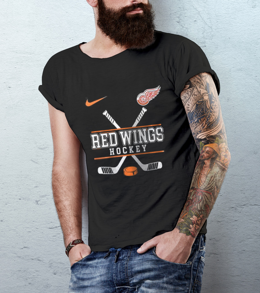 Detroit Red Wings Hockey Nike Collaboration With Harley Davidson T-Shirt