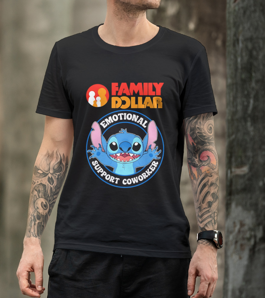 Family Dollar Emotional Support Coworker Stitch T-Shirt
