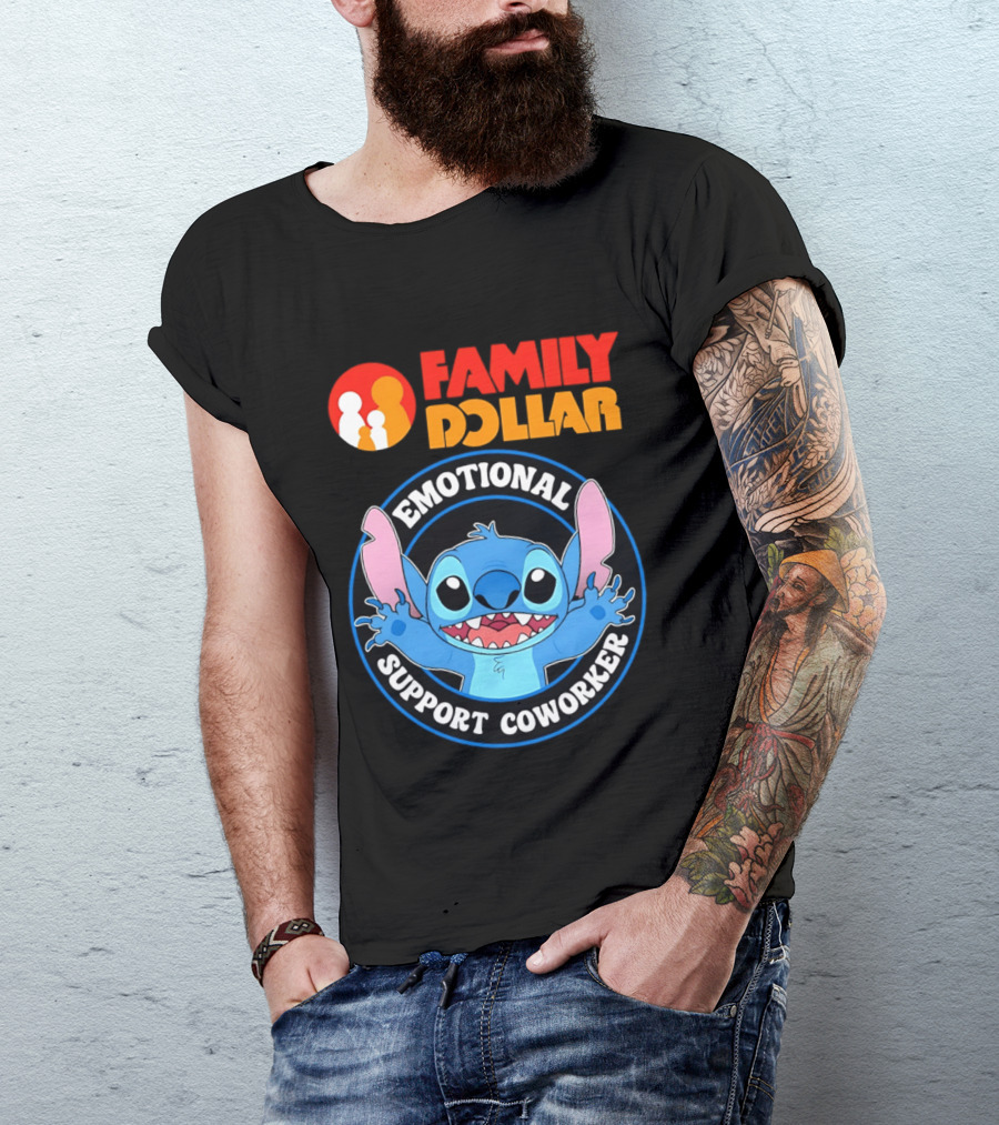 Family Dollar Emotional Support Coworker Stitch T-Shirt