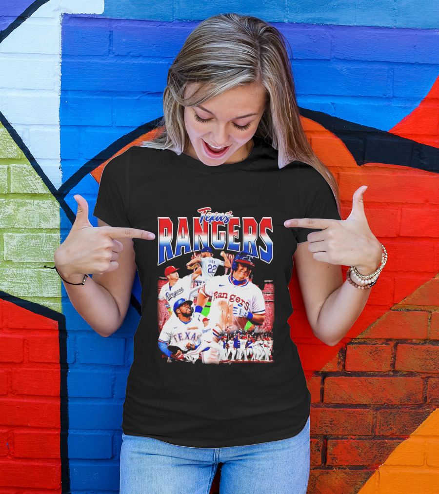 Texas Rangers Celebrate Baseball Team Collage 2025 T-Shirt