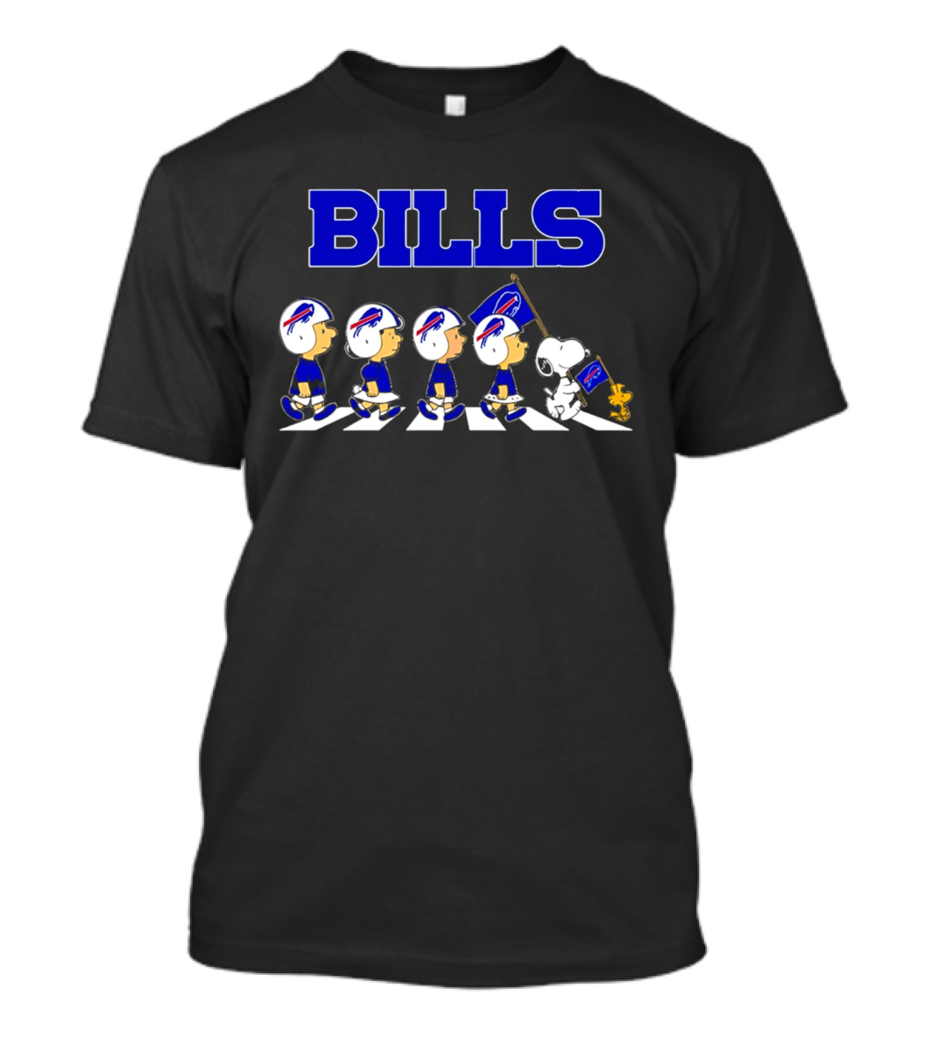Peanuts Buffalo Bills Football Flag Abbey Road Walking T-Shirt