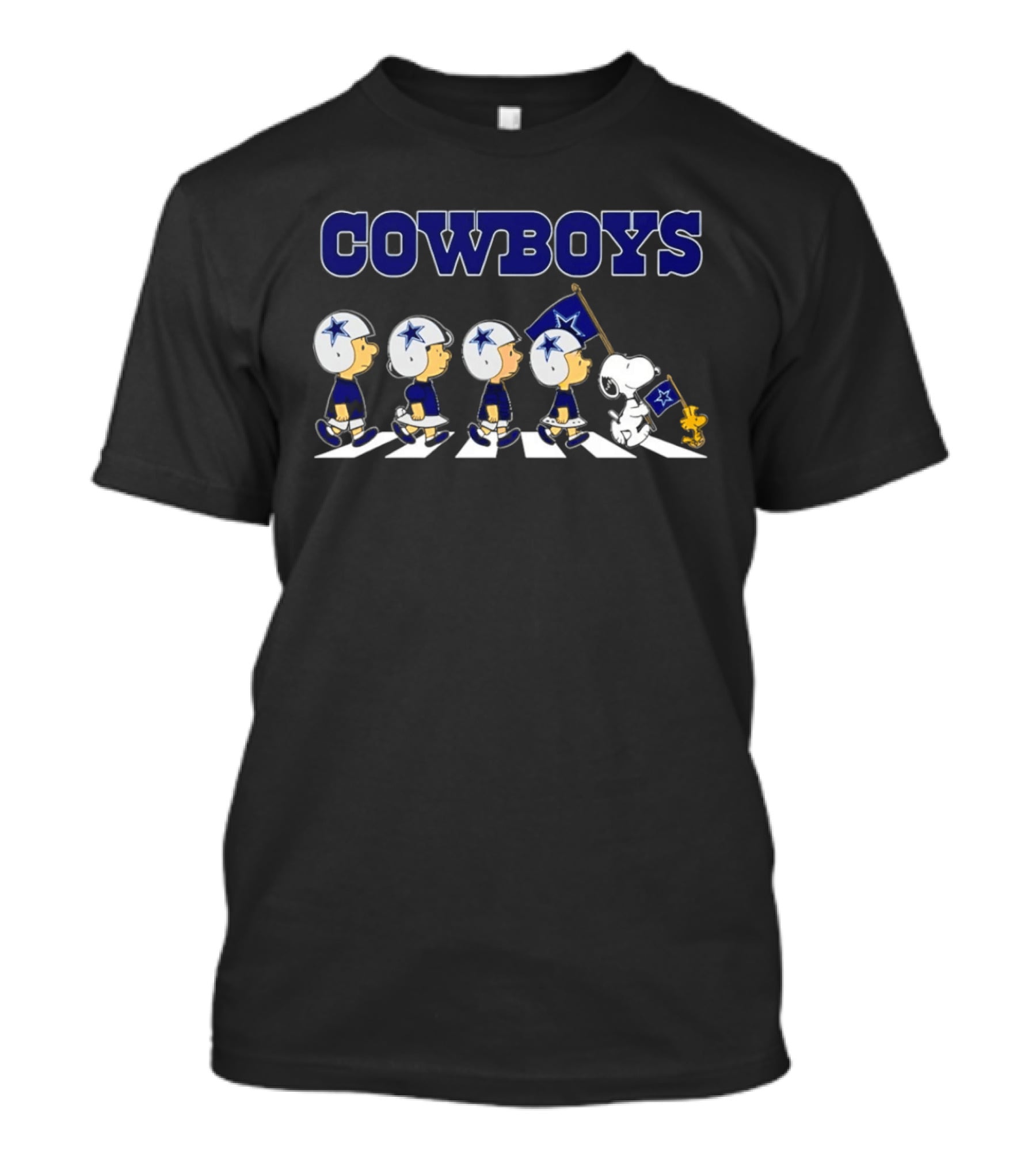 Peanuts Cowboys Snoopy Flag Parade Football Helmet Abby Road T-Shirt