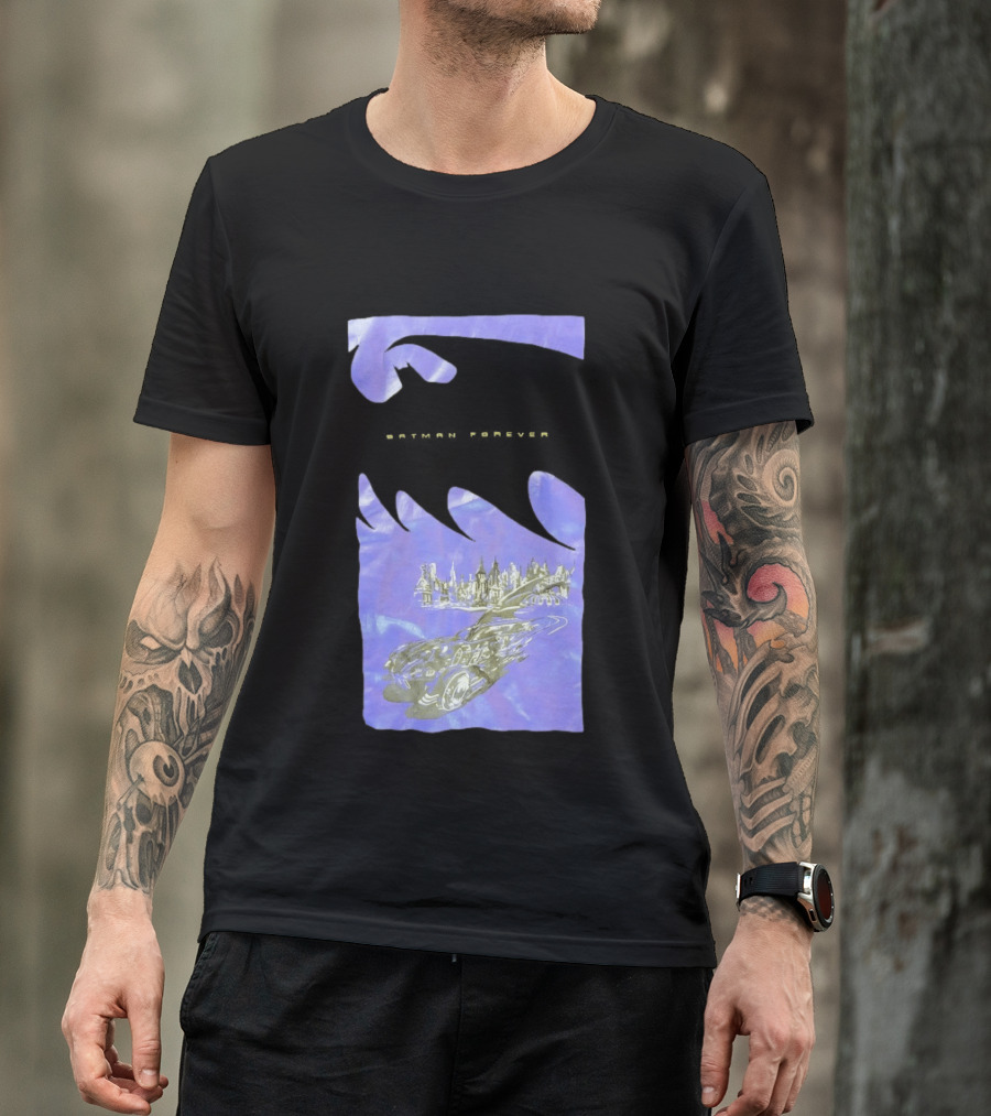 Photos Of A Batman Forever Gotham City Skyline Batmobile T-Shirt