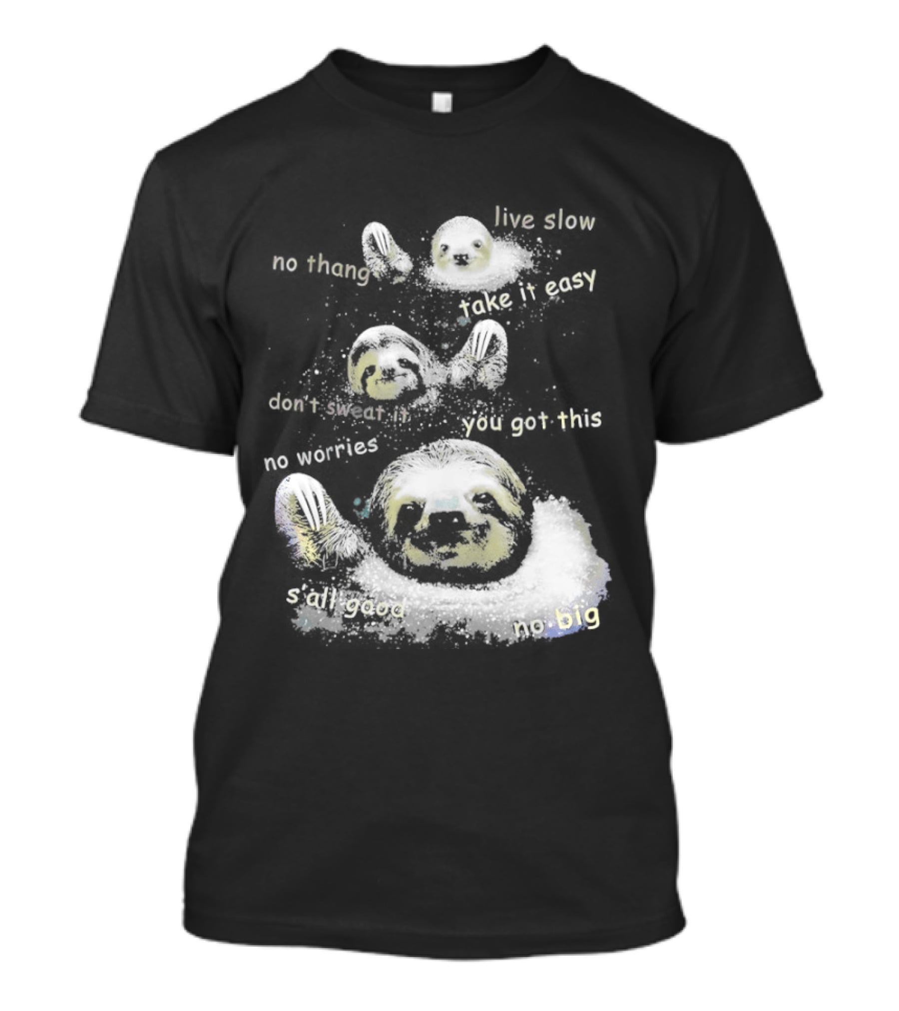 Sloth No Thang Live Slow Take It Easy Don’t Sweat It You Got This No Worries T-Shirt