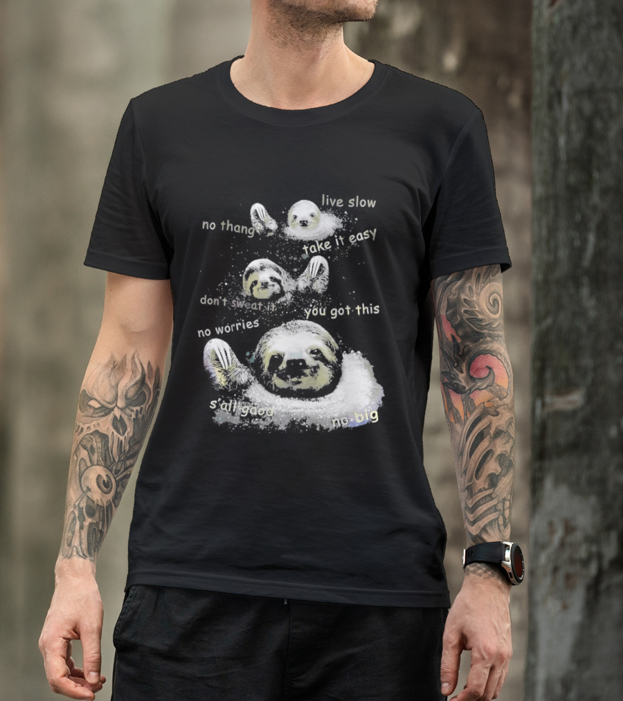Sloth No Thang Live Slow Take It Easy Don’t Sweat It You Got This No Worries T-Shirt