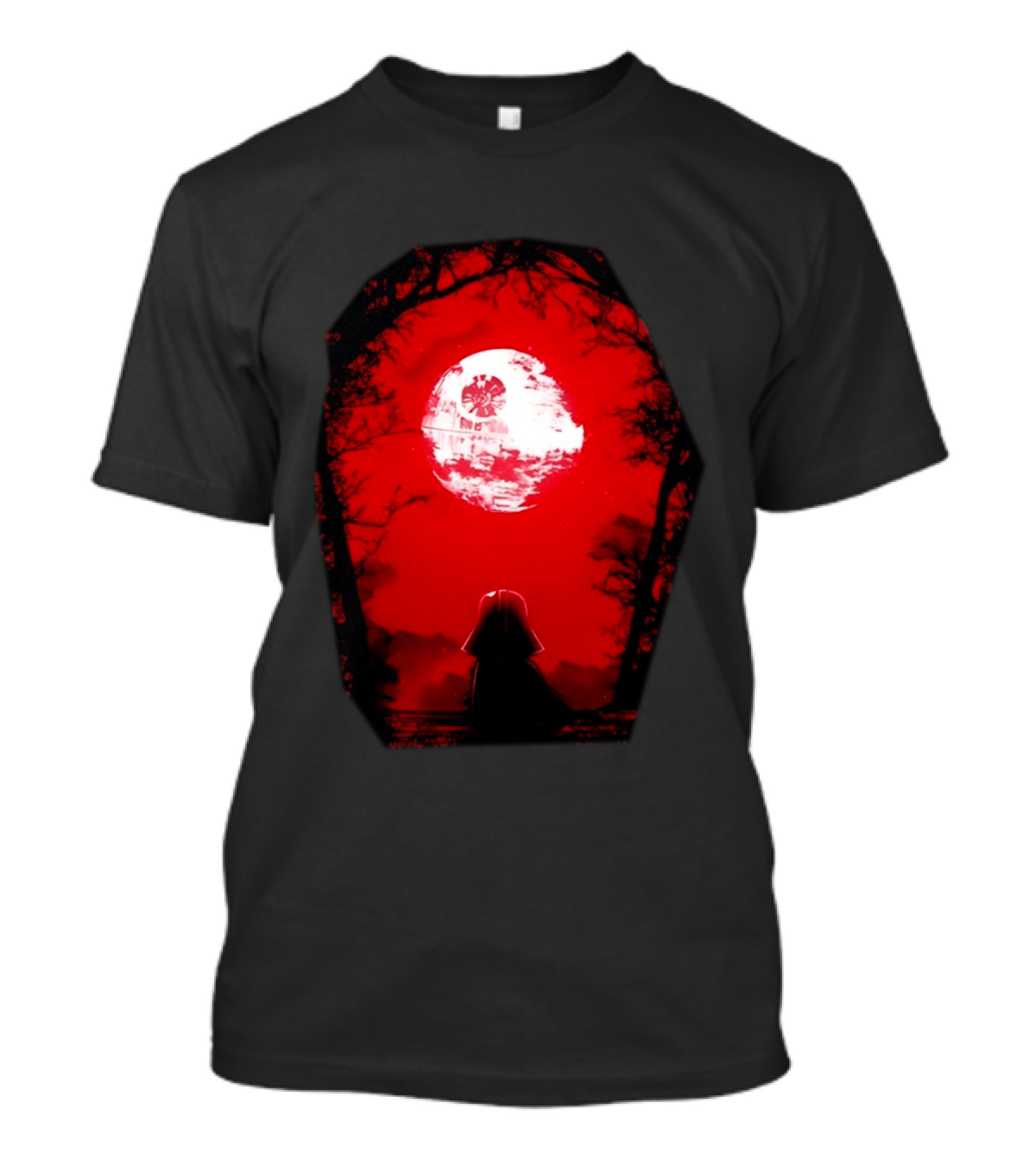 Darth Vader Blood Moon Dark Side Negative Forest Scene T-Shirt