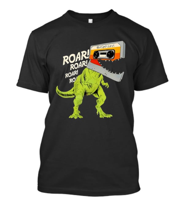 Mixtapesaurus Dinosaur Roar Mixtape Cassette Head T-Shirt