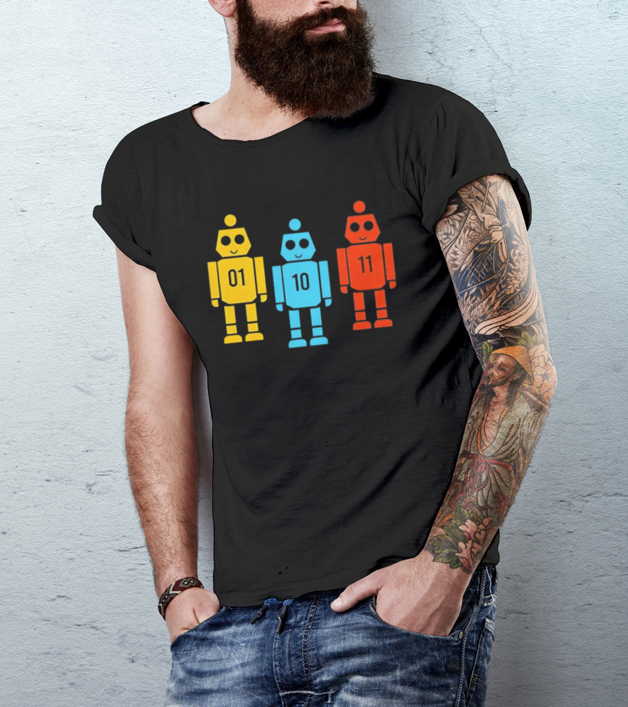 Robot 01 10 11 Trio Colorful Robot T-Shirt