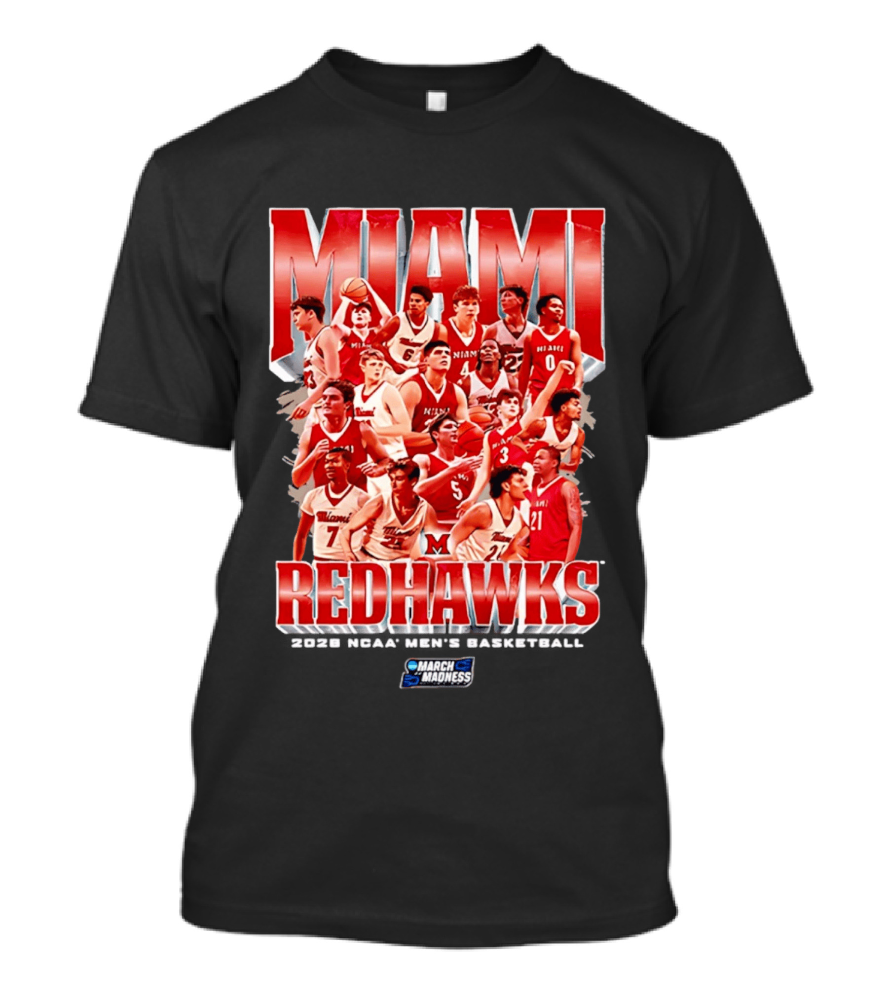 Miami RedHawks Basketball NCAA March Madness 2026 Team Collage T-Shirt