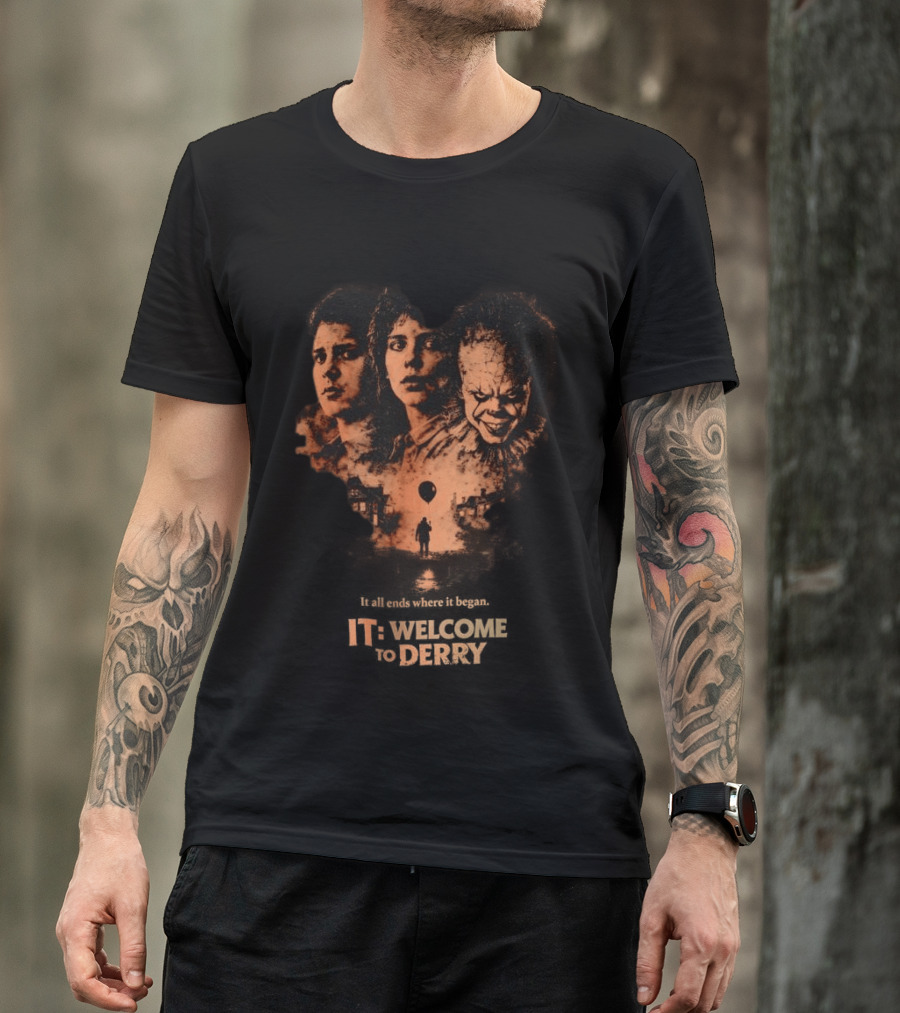 It All Ends Where It Began Welcome To Derry Floating Balloon And Eerie Town T-Shirt
