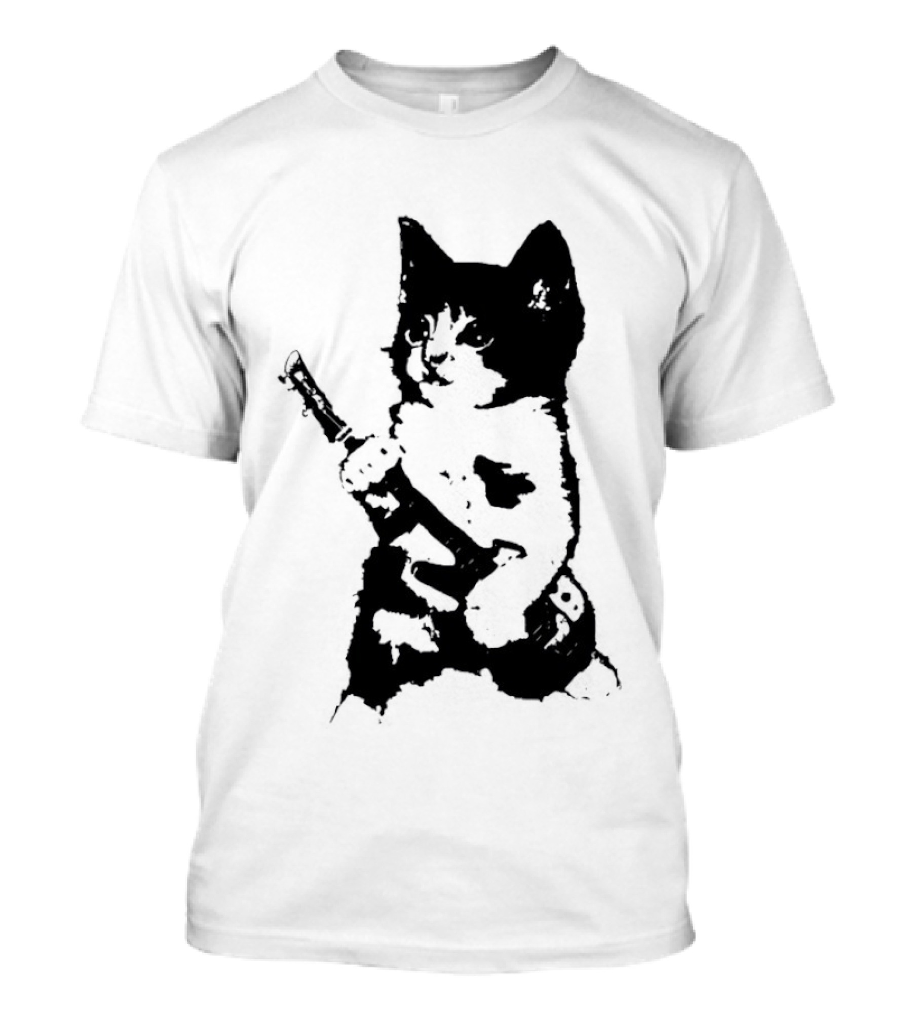 Rockstar Kitten Cat Playing Guitar Feline Musician T-Shirt