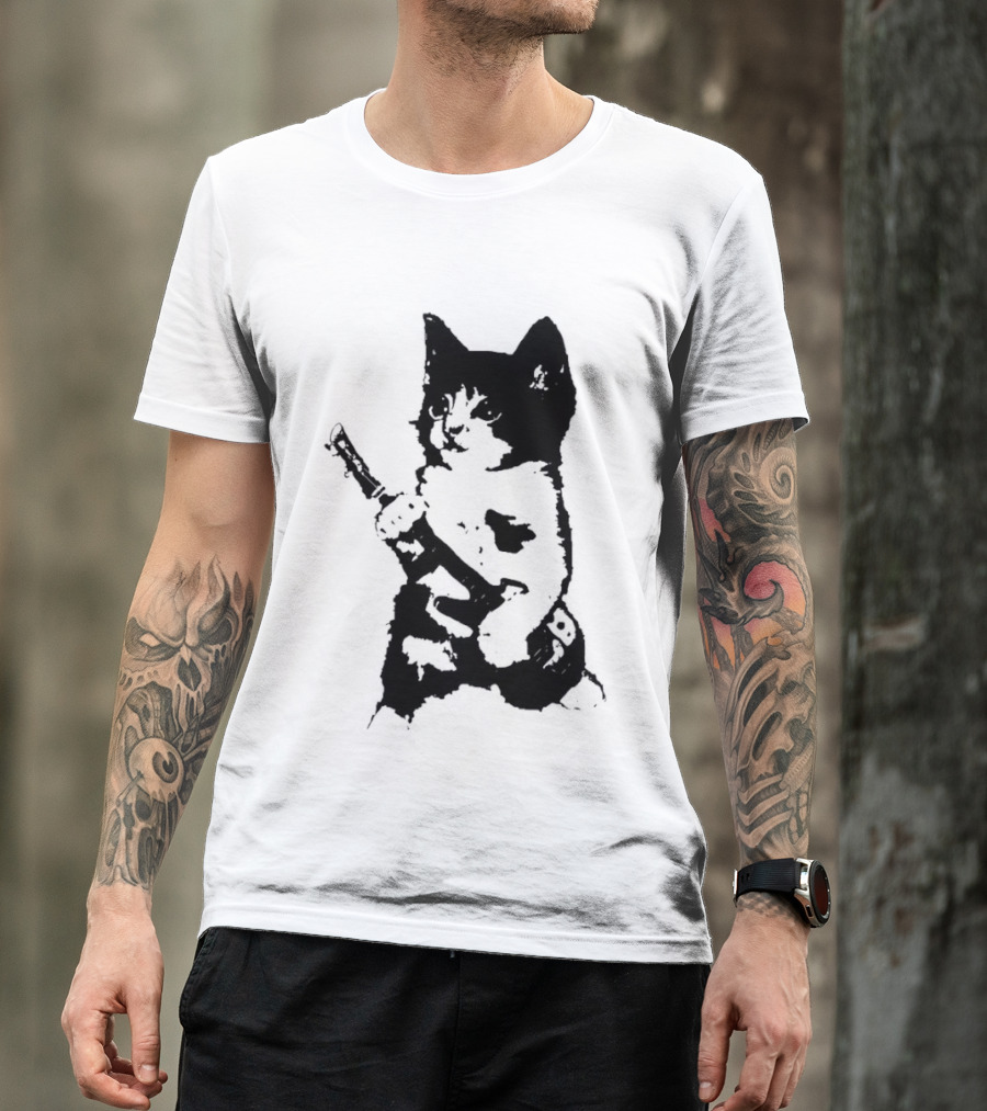 Rockstar Kitten Cat Playing Guitar Feline Musician T-Shirt