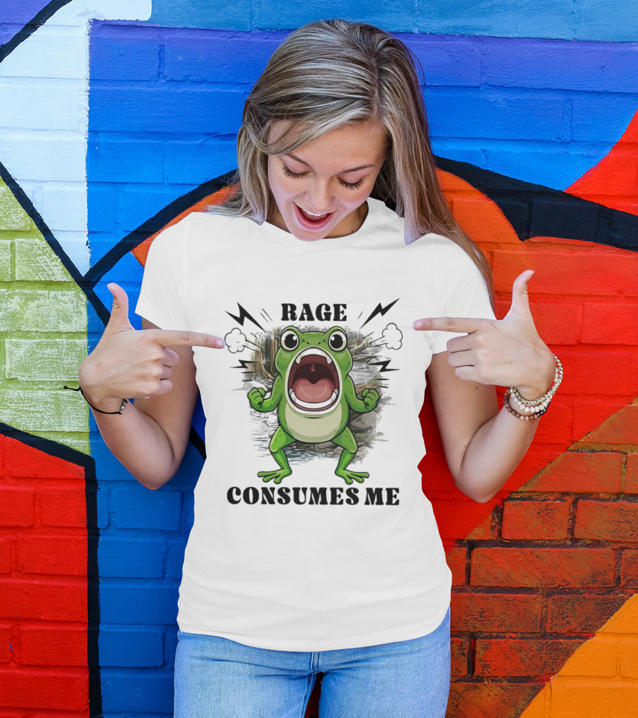 Rage Consumes Me Grumpy Frog Scream Meme T-Shirt