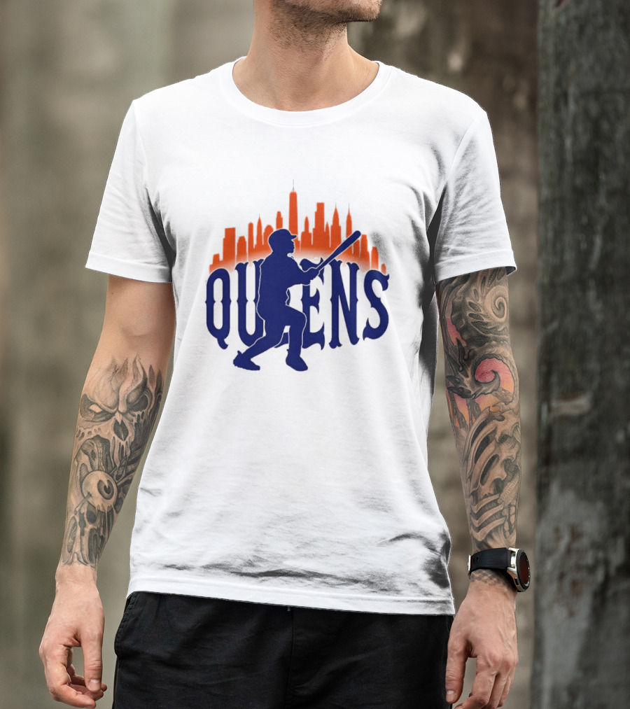 New York Mets Queens Baseball Skyline MLB T-Shirt
