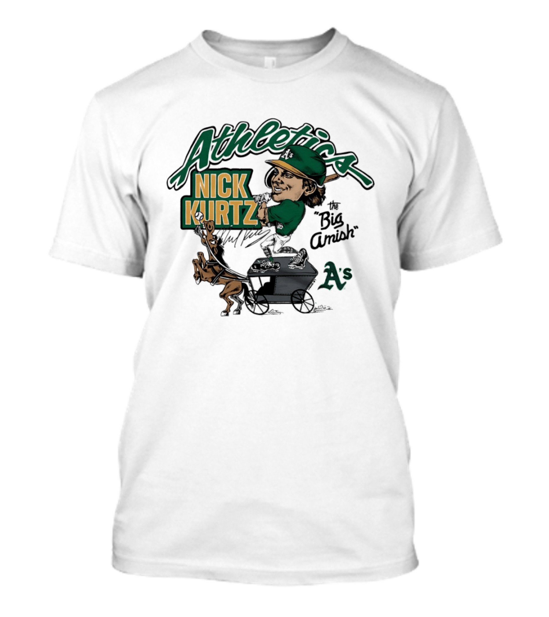 Nick Kurtz 16 Athletics Baseball The Big Amish Cartoon AS T-Shirt