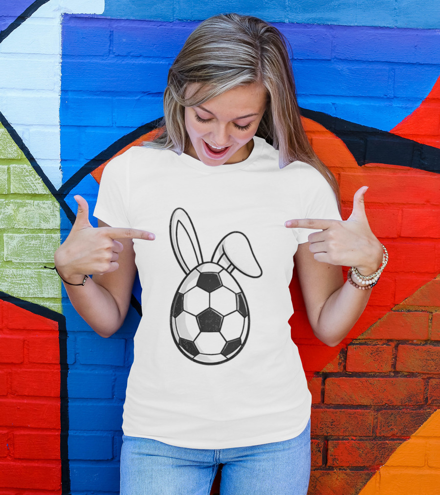 Happy Easter Bunny Ears Soccer Egg T-Shirt