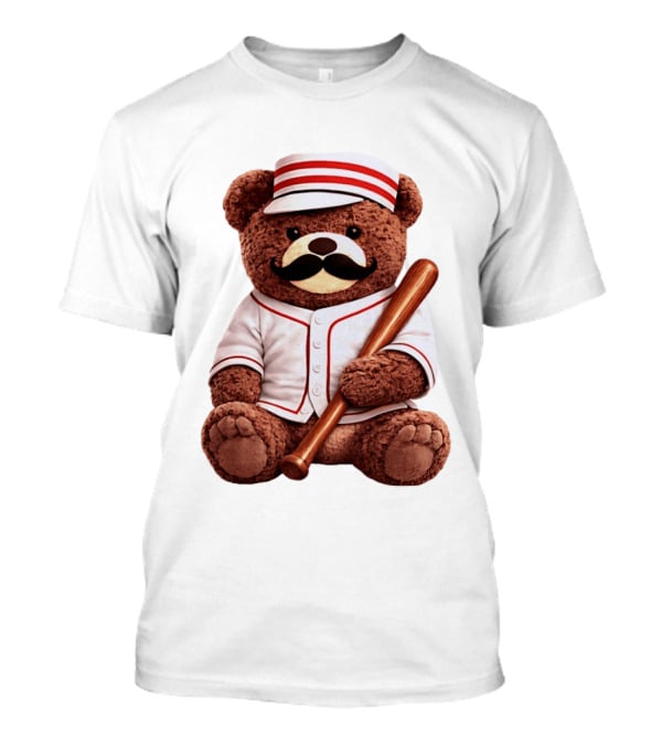 Teddy Bear Baseball Player With Bat And Jeyser Striped Uniform T-Shirt