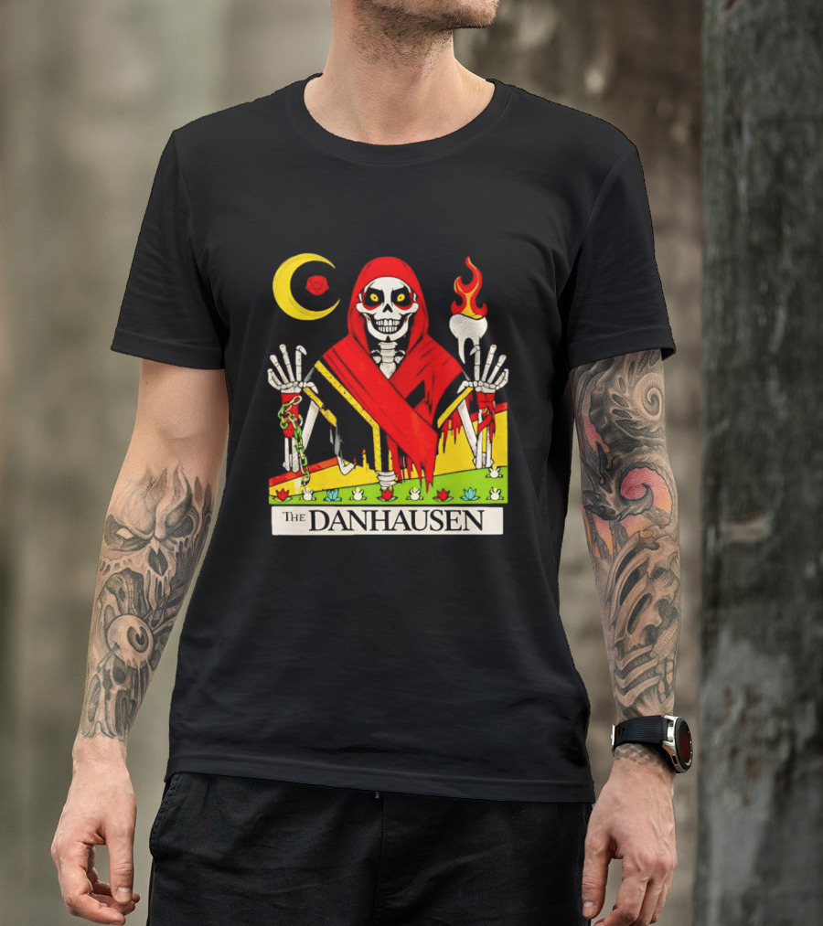 Skeleton In Red Outfit With Cursed WWE Tooth Danhausen T-Shirt