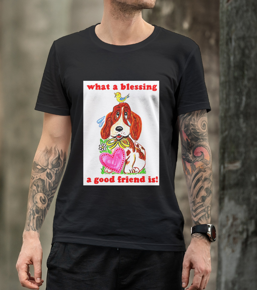 What A Blessing A Good Friend Is Dog And Bird Cartoon T-Shirt