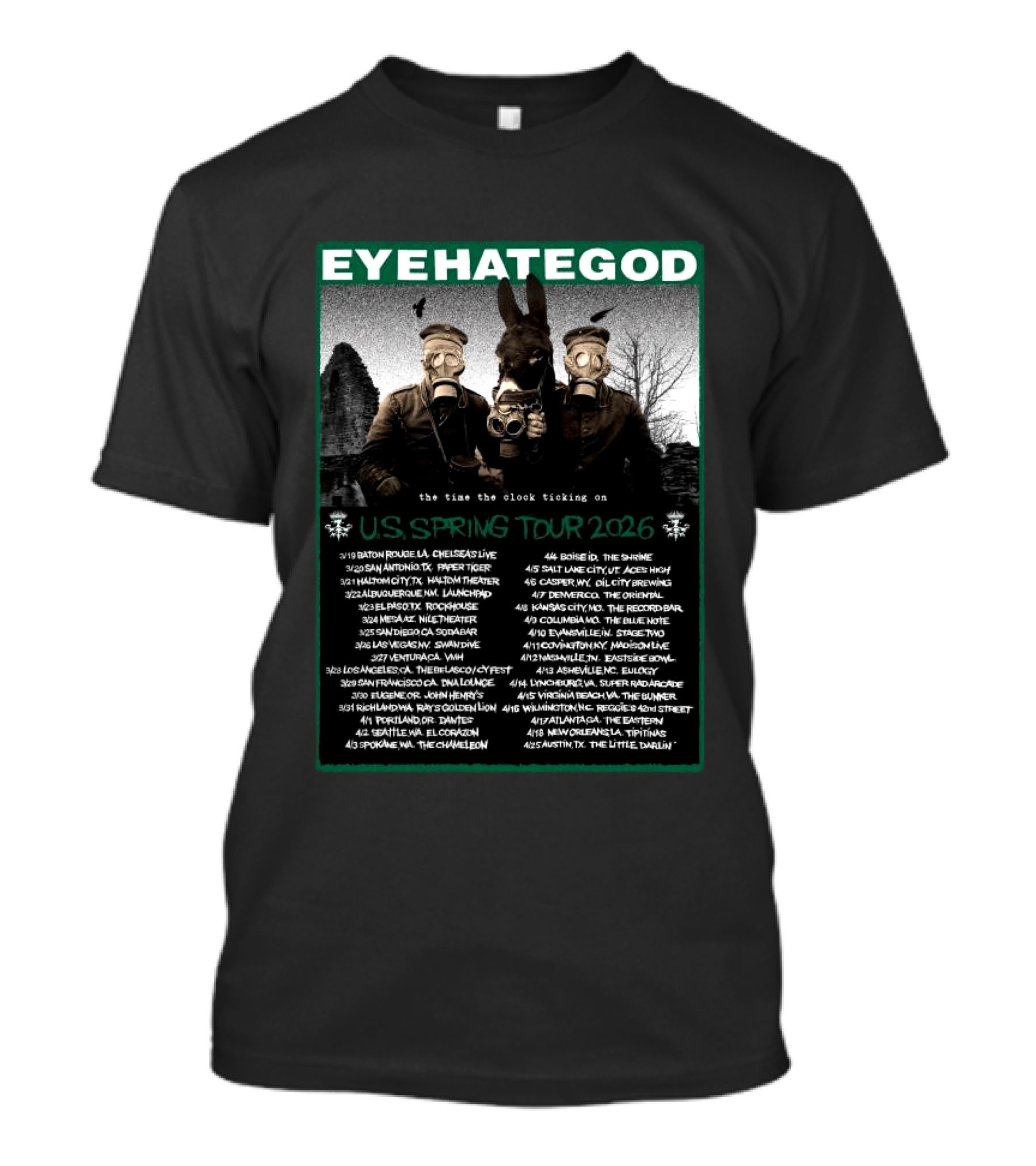 Eyehategod US Spring Tour 2026 The Time The Ticking On Tour Dates T-Shirt