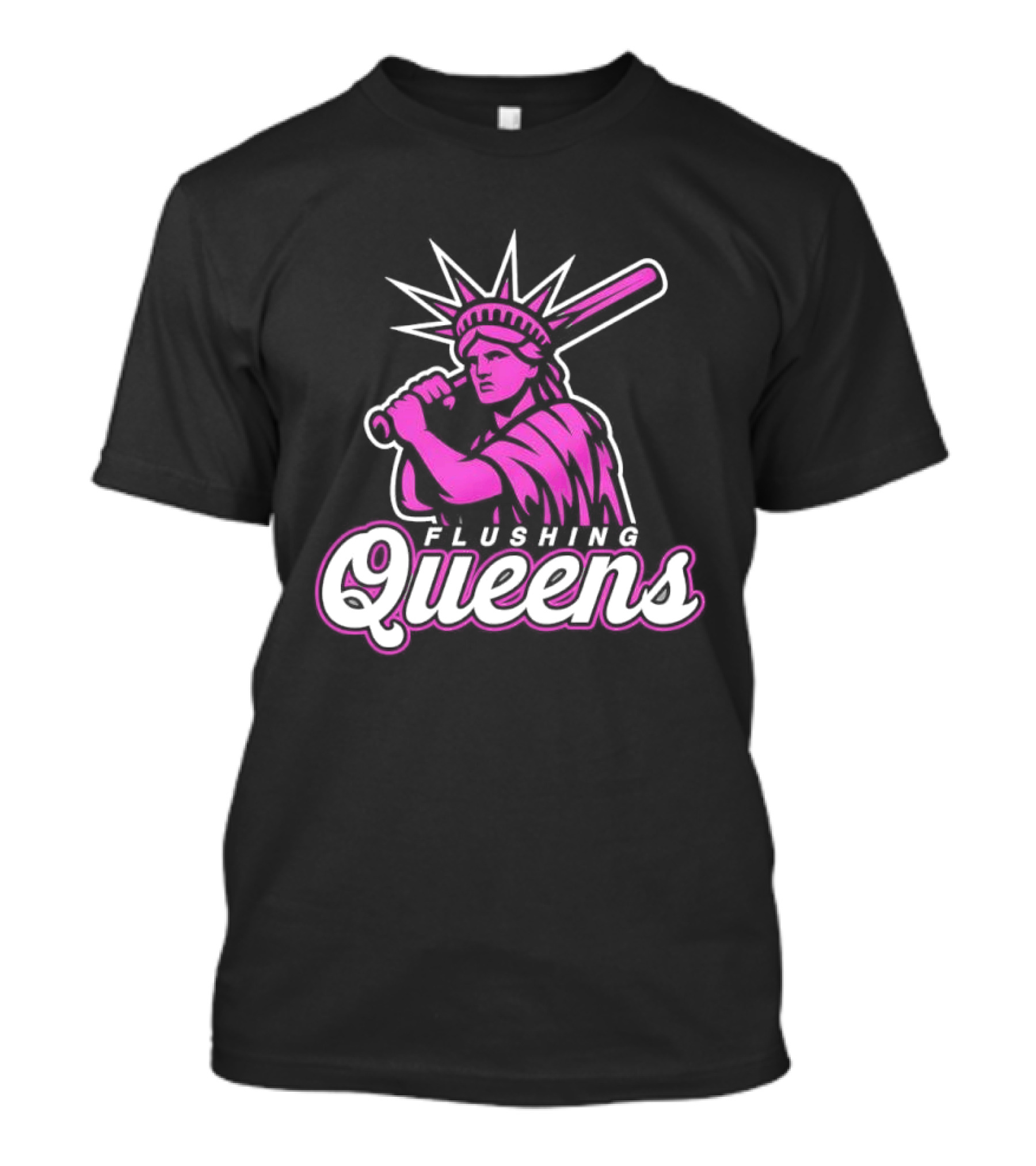 Flushing Queens Statue Of Liberty Baseball Bat Icon Mets T-Shirt